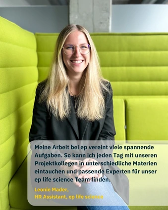 Get to know: Leonie 👋🏽 aus unserem ep life science Team.

Leonie ist eine wahre Allrounderin! Mit ihrer umfassenden...